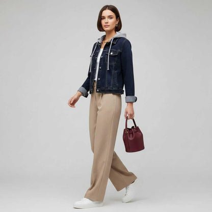 Denim Women's Jacket with Removable Hood | Casual Outerwear