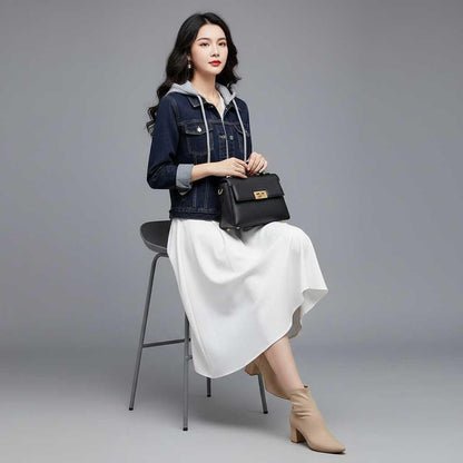 Denim Women's Jacket with Removable Hood | Casual Outerwear