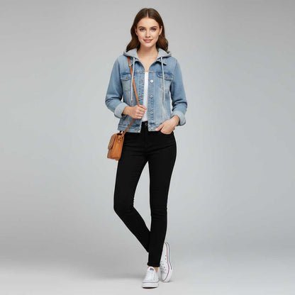 Denim Women's Jacket with Removable Hood | Casual Outerwear