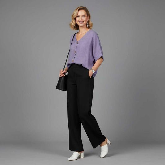 Elegant V-Neck Blouse | Women's Long Sleeve Top