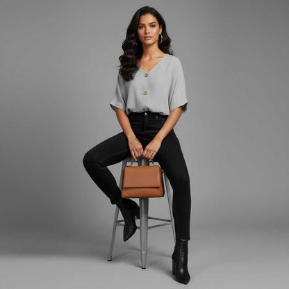 Elegant V-Neck Blouse | Women's Long Sleeve Top