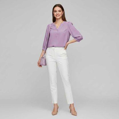 Silk Patchwork Blouse | Women's Versatile Summer Top